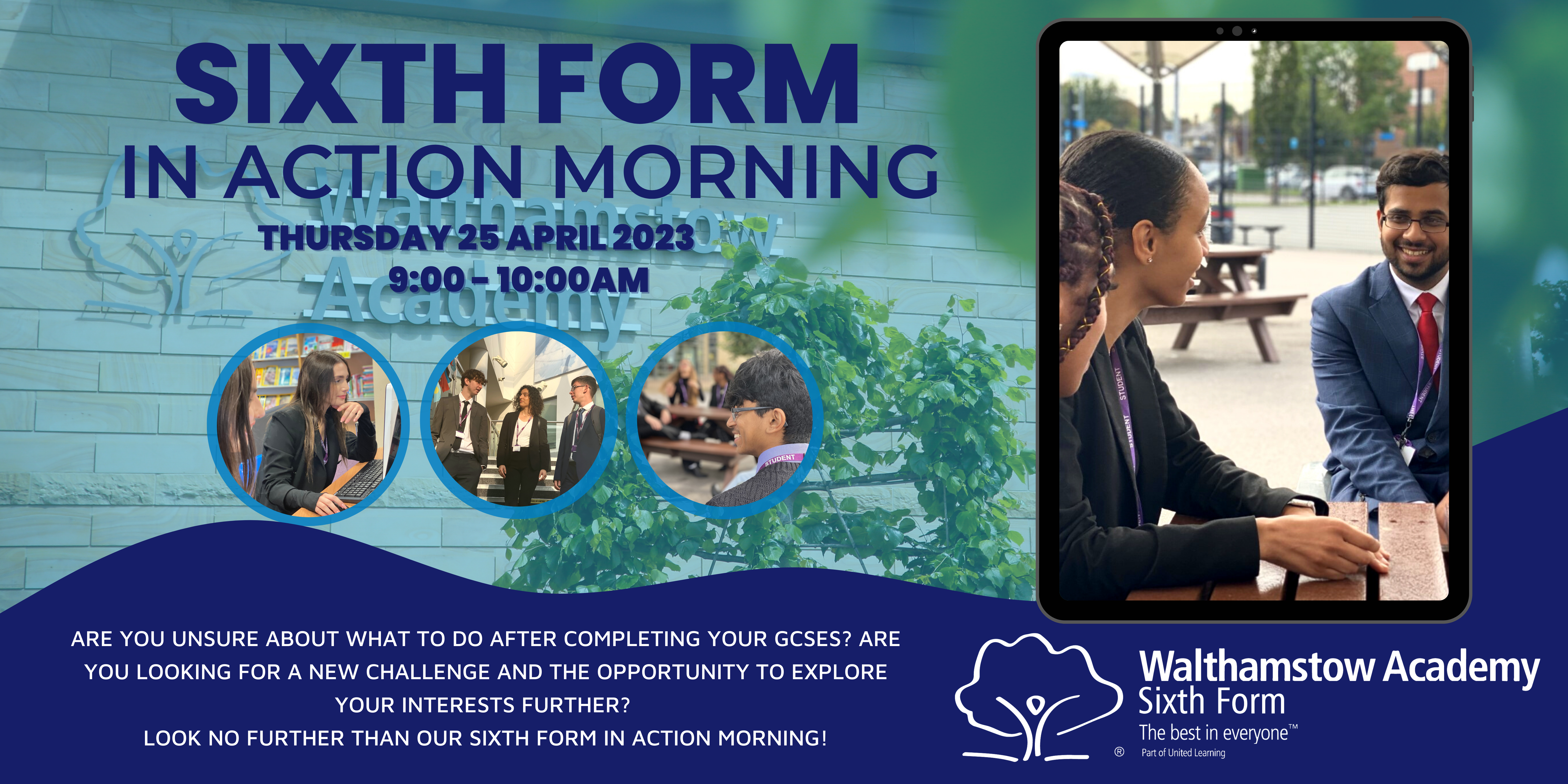 Sixth Form in action banner